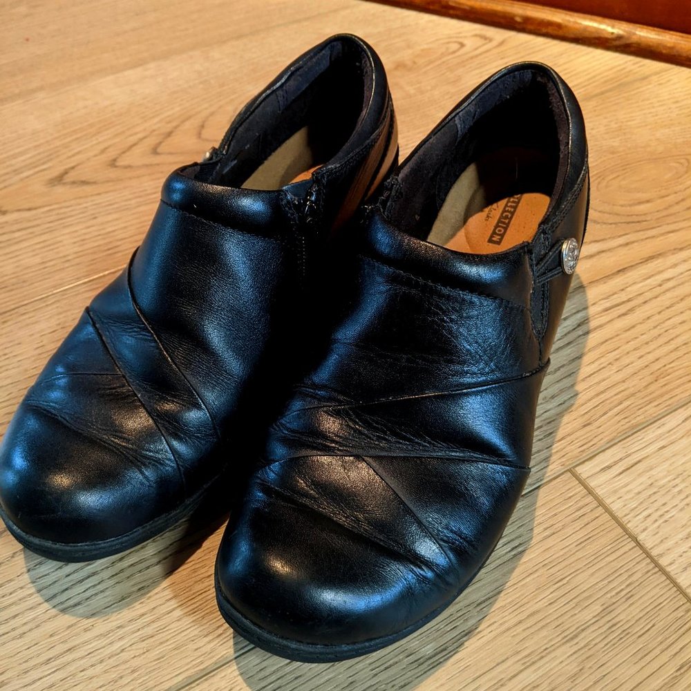 Clarks Channing Ann Black Leather Shoe Women's Size 10M